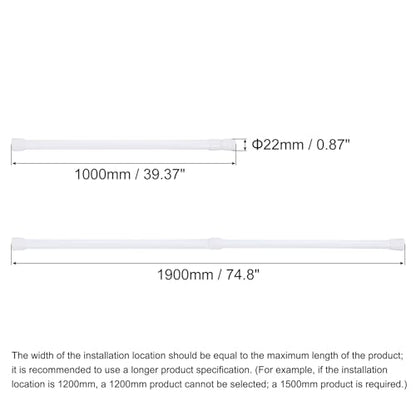 uxcell Tension Curtain Rod, Adjustable 39 to 75 inches, 0.75" Dia White Spring Tension Rod No Drilling Expandable Tension Rod for Doorway, Kitchen - size: 39-75 inch