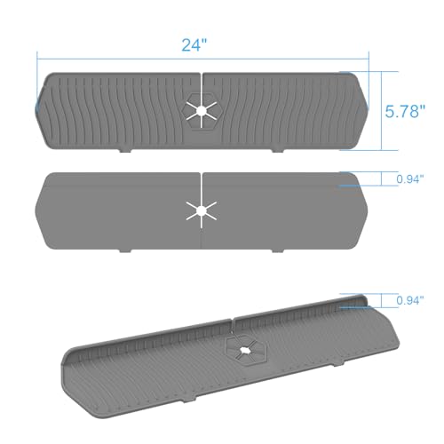 Faucet Guard - 90 Foldable Drain Mat for Kitchen & Bathroom Sink (Gray, 24"*5.66") - color: Gray, size: 24"*5.78"