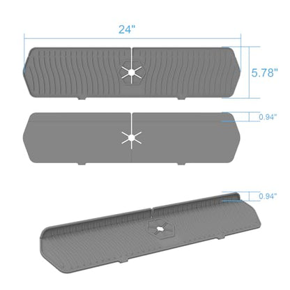 Faucet Guard - 90 Foldable Drain Mat for Kitchen & Bathroom Sink (Gray, 24"*5.66") - color: Gray, size: 24"*5.78"