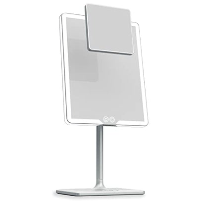 Orbit LED Vanity Mirror with Lights, 7X/1X Magnification, Dimmable & USB-C Rechargeable Tabletop Mirror - Chalk Grey - color: Chalk Grey
