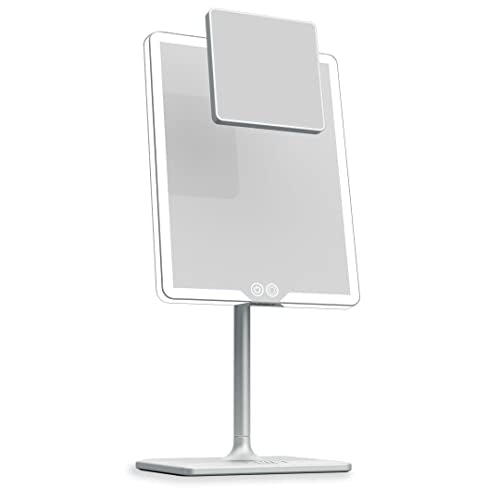 Orbit LED Vanity Mirror with Lights, 7X/1X Magnification, Dimmable & USB-C Rechargeable Tabletop Mirror - Chalk Grey - color: Chalk Grey