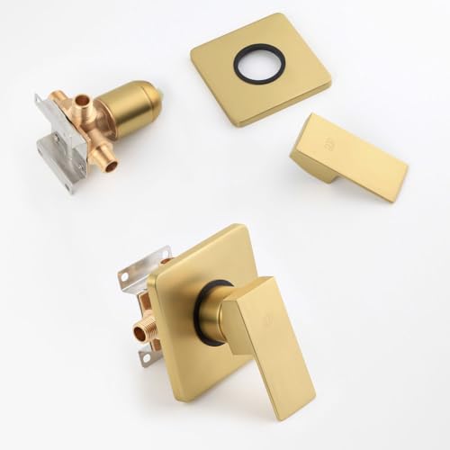 Ceiling Mount Shower Faucet Set Brushed Gold Bathroom Rainfall 10 Inch Shower Head System Single Handle Shower Trim Kit with Valve - color: Brushed Gold, size: 10 Inch (Ceiling Mount)