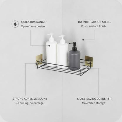Adhesive Corner Shelf, Carbon Steel Wall Mount Storage Organizer for Bathroom Shower and Kitchen (1 PC) - size: 10.63 x 4.33 x 1.97 in