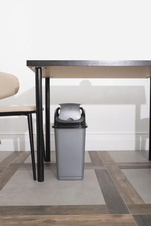 Superio Medium Trash Can with Lid 4.5 Gallon Plastic Swing Top Garbage Can Slim Waste Bin for Under Sink/Cabinet, Laundry Room, Kitchen, Office, Bedroom, Bathroom, College Dorm, 18 Qt, Grey - size: 4.5 Gallon, style: 1 Pack