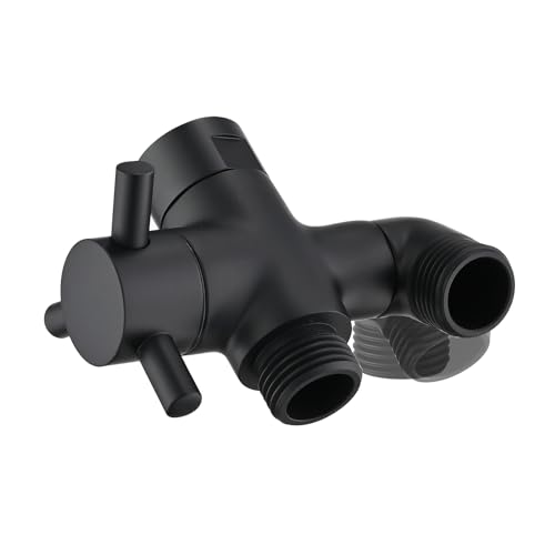 PDPBath Brass 3 Way Shower Arm Diverter Valve for Handheld Shower Head and Fixed Shower Head, G1/2 Universal Connection - Matte Black - color: Matte Black