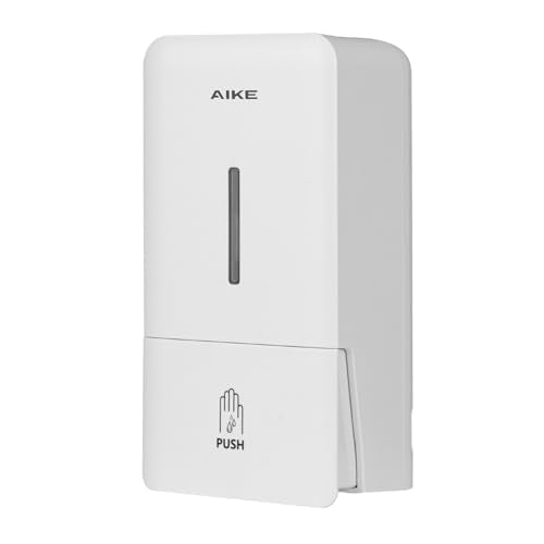 AIKE Liquid Commercial Soap Dispenser,27oz for Bathroom Pure White,AK1006 | No-Drill and Screw Dual Wall Mount Install Design for Space-Saving,Easy Push Easy Refill and Large Capacity for Commercial - color: White
