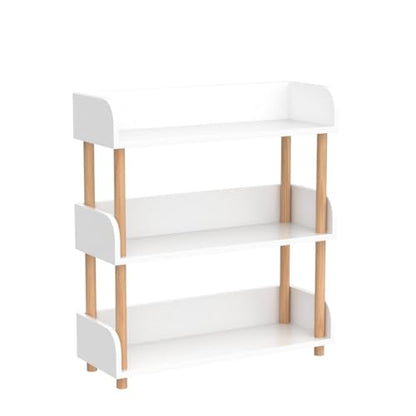 OSCHF 3-Tier Wooden Open Bookcase, Warm White | Modern Display Bookshelf with Top Edge, Solid Wood Frame, Home and Office Storage - color: Warm White, size: 3-tier