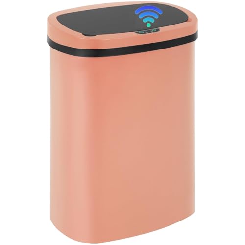 13 Gallon Automatic Kitchen Trash Can with Lid, Touchless Motion Sensor Garbage Can - Hygienic, Odor Control, Waterproof Waste Bin for Kitchen Bathroom Bedroom Office (50L), PP Plastic, Pink - color: Pink