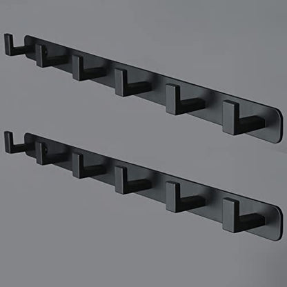 Coat Rack, Heavy Duty Stainless Steel 6 Tri Coat Hook Hanger, Wall Mounted Wall Hooks, Rustic Clothes Hook/Key Hook Rail for Bathroom Kitchen Entryway(2 Pack, 6 Hook Black) - color: Black, size: 6 Hook-2 Pcs