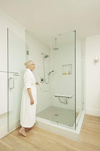 Seachrome Lift-Assist Shower Seat, Yoke-Style Bench, Wall Mount, 18" x 15", Solid White Phenolic - color: White, size: 18 inch
