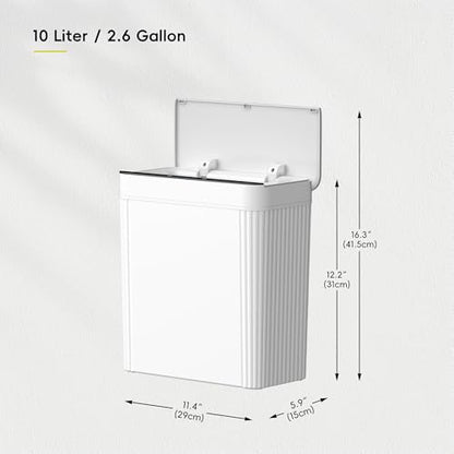 EKO Brio 10L/2.6 Gallon Motion Sensor Trash Can, Automatic Touchless Bathroom Garbage Bin, Waterproof Smart Trash Can for Kitchen, Bedroom, and Office, White - size: Brio 10L- Glacier White