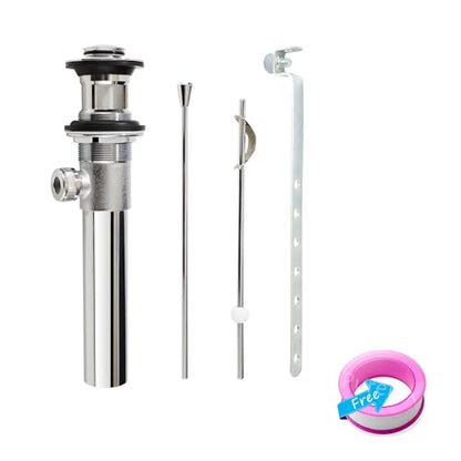 Purelux Bathroom Sink Drain Stopper Assembly with Lift Rod and Overflow, Chrome Finish - color: Chrome