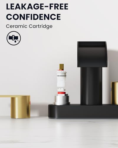 gotonovo 4’’ Centerset Bathroom Sink Faucet Waterfall Black&Brushed Gold | SUS304 Bathroom Faucet,2.17’’ Wide Spout,24’’ cUPC Water Line,Pop up Drain,2 Handle,Basin,Vanity,RV,Lavatory 2 or 3 Hole Sink - color: Black&Gold