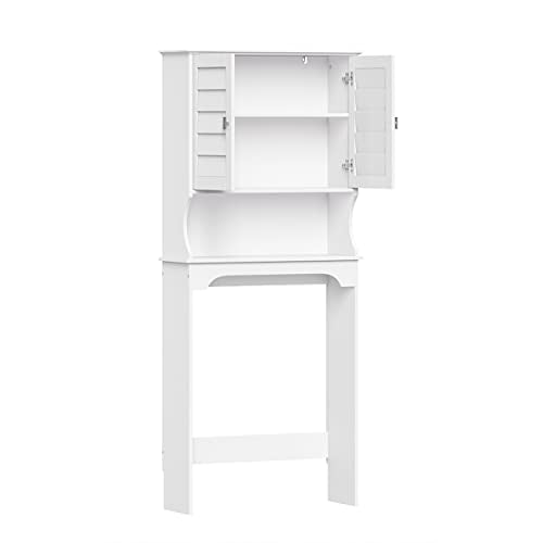RiverRidge Brookfield Over the Toilet Spacesaver Medicine Cabinet, White | Bathroom Storage, Adjustable Shelves, Plantation-Style Shutter Doors, Rectangular Handles, Linen Storage Cabinet Organizer