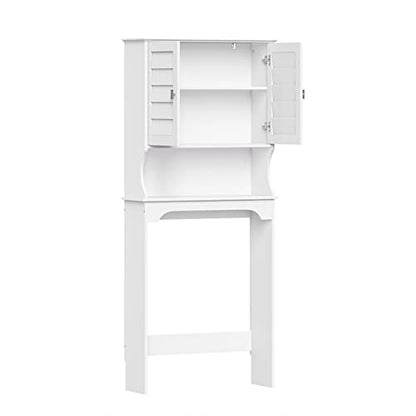 RiverRidge Brookfield Over the Toilet Spacesaver Medicine Cabinet, White | Bathroom Storage, Adjustable Shelves, Plantation-Style Shutter Doors, Rectangular Handles, Linen Storage Cabinet Organizer