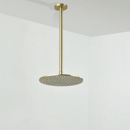 RANDOM Shower Arm with Flange,Gold 16 Inches Ceiling Mount Shower Head Extension Arm Straight Arm Ceiling-Mounted For Fixed Shower Head,Brushed Gold.RD91038-16BG - color: 16″ Brushed Gold(Round Flange)