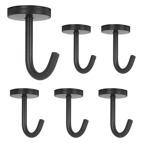 NearMoon Coat Hooks, Wall Mount Hooks for Hanging Hat Hurse Robe, 304 Stainless Steel Heavy Duty Towel Hangers for Bathroom Livingroom Kitchen-Ceiling Hook, 6 Pack (2 Inch, Matte Black) - color: Matte Black, size: 2 Inch (Ceiling)