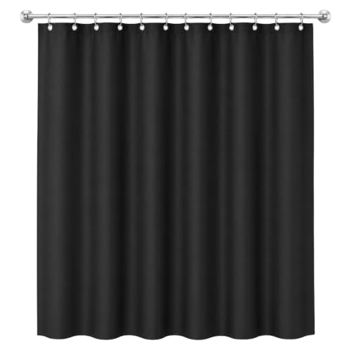 Dependable Industries inc. Essentials Premium 6 Gauge EVA Shower Curtain Liner - PVC Free Magnetized Bottom Odorless with Rustproof Grommets (Black) - color: Black