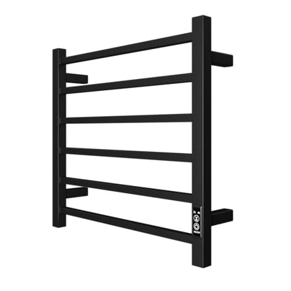 Towel Warmer, Stainless Steel Heated Towel Racks for Bathroom, 6 Bars Wall Mounted Towel Heater with Intelligent Touch Screen Timer, Plug-in, Black Matte - color: Black Matte, size: 6-Bar