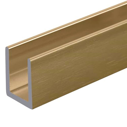Brixwell SDCD38SB-CCP4 Satin Brass 3/8" Fixed Panel Shower Door Deep U-Channel - 4 inch Sample - color: Satin Brass, size: 4 Inch - Sample