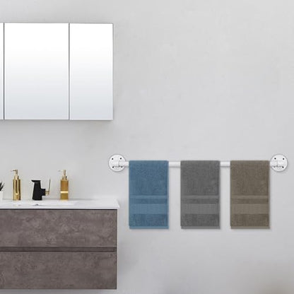 Industrial Pipe Towel Rack Towel Bar, Heavy Duty Wall Mounted Rustic Farmhouse Bath Towel Holder for Bathroom (White, 32 inch) - color: White, size: 32 inch