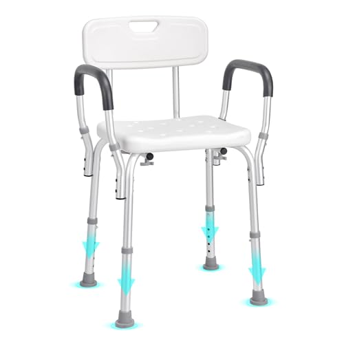 VEVOR Shower Chair, Shower Seat with Back, Adjustable Height Shower Stool, Shower Chair for Inside Shower Bathtub, Non-Slip Bathroom Bench Bath Chair for Elderly Disabled Handicap, 350 LBS Capacity - color: Shower Chair