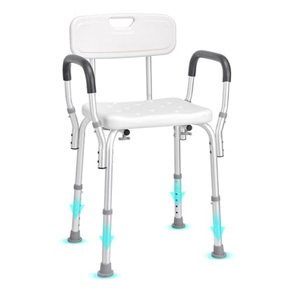 VEVOR Shower Chair, Shower Seat with Back, Adjustable Height Shower Stool, Shower Chair for Inside Shower Bathtub, Non-Slip Bathroom Bench Bath Chair for Elderly Disabled Handicap, 350 LBS Capacity - color: Shower Chair