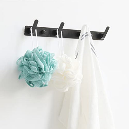 4 Hooks Matte Black Bathroom Towel Hooks Mounted Wall Adhesive Heavy Duty Farmhouse Bath Coat Stick on Rack Hat Wall Hook Sticky Black Kitchen Robe Rack Coat Hook Black 4 Hooks Rack Towel for Bathroom - color: Black, size: 13.19*1.18*1.38 inch（4hooks）