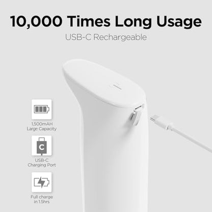 mooas Milky Foaming Hand Soap Dispenser, Automatic, Rechargeable (Ivory) | 2-Level Adjustable, IPX5 Waterproof, USB-C Charging, 10.8oz Capacity, Foaming Soap, Automatic Cleaning, Kitchen, Bathroom - color: Ivory