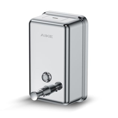 AIKE 37oz Liquid Soap Dispenser for Bathroom Easy Push,Polished AK1003 | Screw Wall Mount Design for Space-Saving,Large Capacity with Safety Key for Commercial Bathroom,Stainless Steel - color: Polished