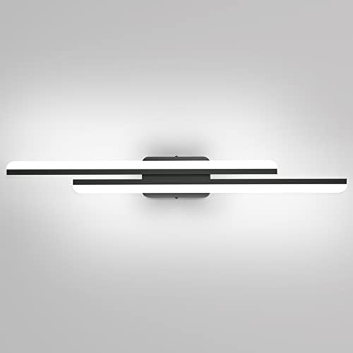 Ralbay 40" LED Black Vanity Light 40W Frosted Aluminum Modern LED Black Bathroom Vanity Light Fixtures Over Long Mirror LED Modern Bath Lighting 6000K White Light - color: Black, size: 40 inch