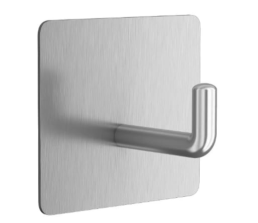 4-Piece Adhesive Towel Hook Set Waterproof Adhesive Bathroom, Kitchen, and Home Towel Rack Stainless Steel Self-Adhesive Hooks - color: Silver