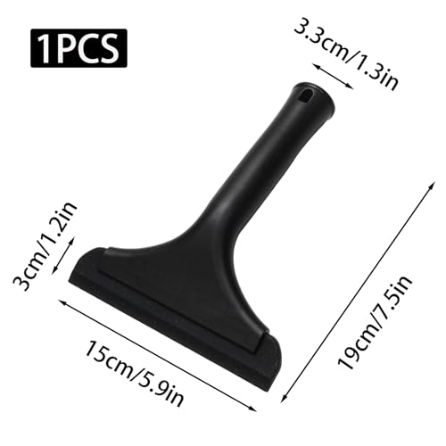 Black Small Silicone Squeegee with Handle & Hanging Hole, 5.9" | Shower Squeegee, Water Blade Squeegees for Glass Door, Window, Car Windshield, Bathroom Mirror, Kitchen Countertop(All Black) - color: All Black