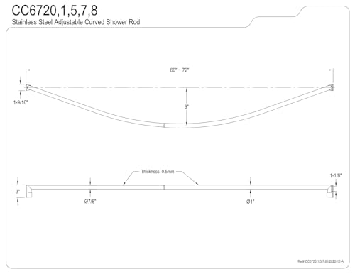 Kingston CC6727 Single Curved Shower Curtain Rod, Brushed Brass