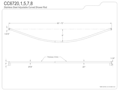 Kingston CC6727 Single Curved Shower Curtain Rod, Brushed Brass