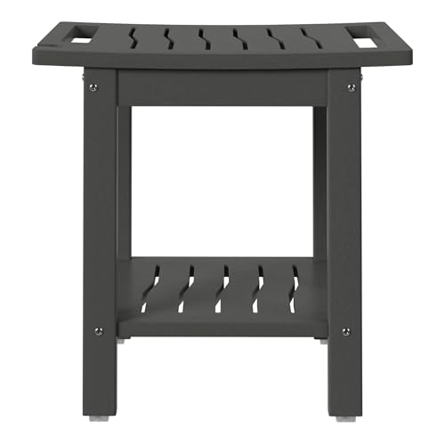 Sage HDPE Poly Plastic Waterproof Bathroom Shower Bench, Gray - color: Grey