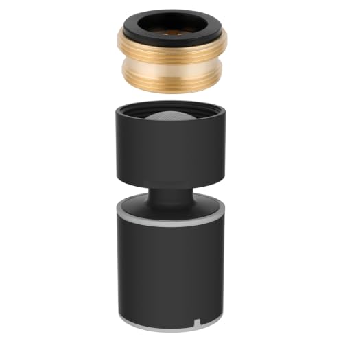 Hibbent cUPC Certified 2-function 360° Swivel Sink Aerator, Matte Black | NSF/ANSI/CAN 61 Certified High Flow Faucet Extender with Metal Adapter for Kitchen & Bathroom, 55/64” Female Thread - color: Matte Black