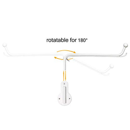 Mkono Wall Mounted Drying Rack Laundry Hook with Swing Arm Valet Rod 2 Pack | White, Laundry Room Organization, Space Saving, Foldable, Easy Install, Wall Clothes Hanger, Closet Bathroom Bedroom Organize - color: White