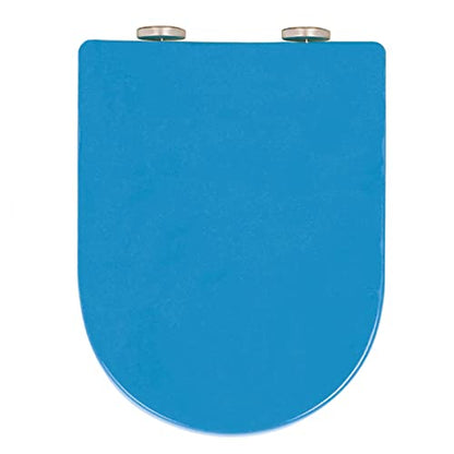 D Shaped Soft Close Quick Release Toilet Seat with 360 Adjustable Hinges Easy to Clean Polypropylene Bathroom Loo Seat - color: Blue