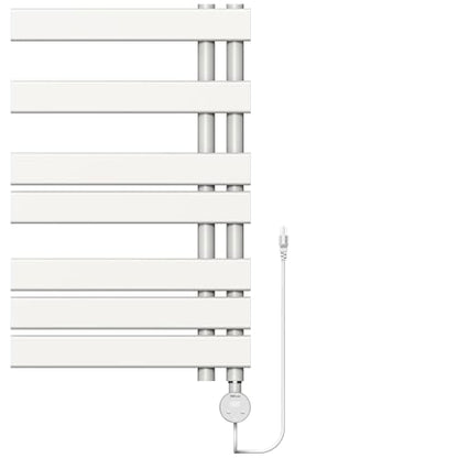 P&Dlusir M205 Electric Towel Warmer, White, H31.5 x W19.69 | Heated Towel Rack, No Preheat, Fast Dry, Precise Timer, Plug-in/Hardwired - color: White, size: 31.5"H x 19.69"L