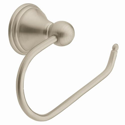 Moen Preston Collection Spot Resist Brushed Nickel Single Post Toilet Paper Holder, Wall Mounted Toilet Roll Holder, DN8408BN - color: Brushed Nickel, size: 2-3/8 x 6-1/2 Inch