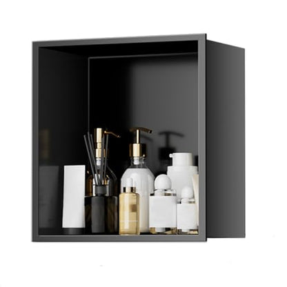 304 Stainless Steel Shower Niche, Single Recessed Shower Shelf for Bathroom, Wall Niche Insert - Home Storage, No Tile Needed,Black - color: Black