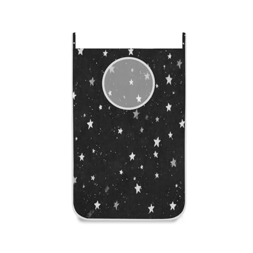 1PC Hanging Laundry Hamper Bag Over the Door Laundry Hamper Wall Hamper Large Dirty Clothes Hamper with Stainless Steel Hooks 29.5x20Inch Black Starry Sky Dots - color: Black Starry Sky Dots, size: 1 PC