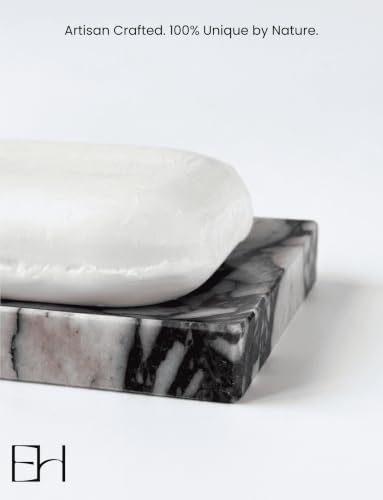 Marble Soap Dish for Shower | Real Marble Calacatta Viola, Non-Slip Feet, Stone Bar Soap Saver, Holder Container for Bathroom Decor Accessories Rectangular - size: Calacatta Viola