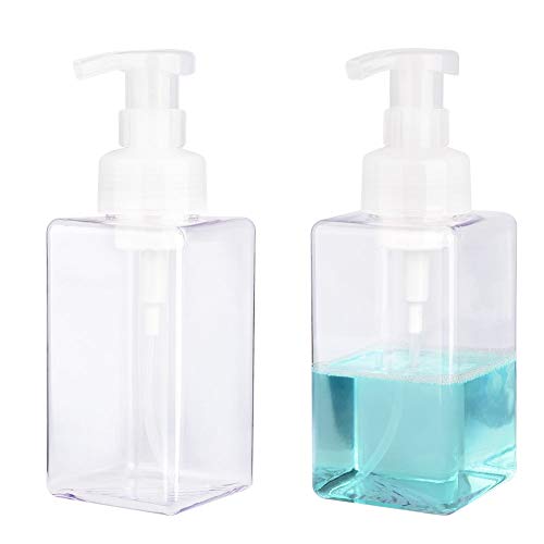 Foaming Soap Dispenser, 15oz Plastic Refillable Pump Bottle, 2 Pack, Clear | Hand Dispenser for Liquid Soap, Shampoo & Body Wash – Saves Soap with Rich Foam, Reusable, Easy to Refill, BPA-Free - color: Clear, size: 15 oz (2 Pack)