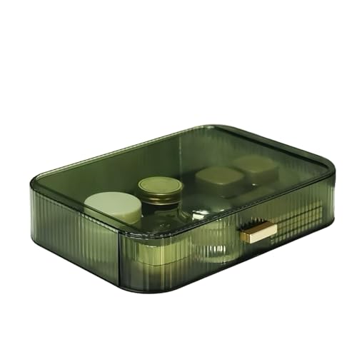 Stackable Cosmetics Organizer Drawers, Bathroom Vanity Makeup Organizers and Storage, Ideal for Desk and Dresser Countertops, Great for Palette, Skincare, Lipsticks, Nail Care. Green - color: Vintage Green, size: 1 Drawer