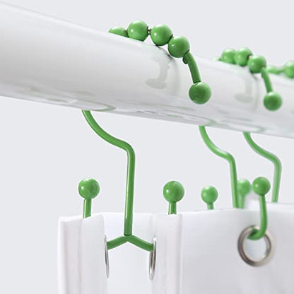 Shower Curtain Hooks, Goowin Shower Curtain Rings, Stainless Steel Shower Curtain Hooks Rust Proof Free Sliding Double Shower Hooks for Curtain, Shower Curtains & Liners (Green) - color: Green