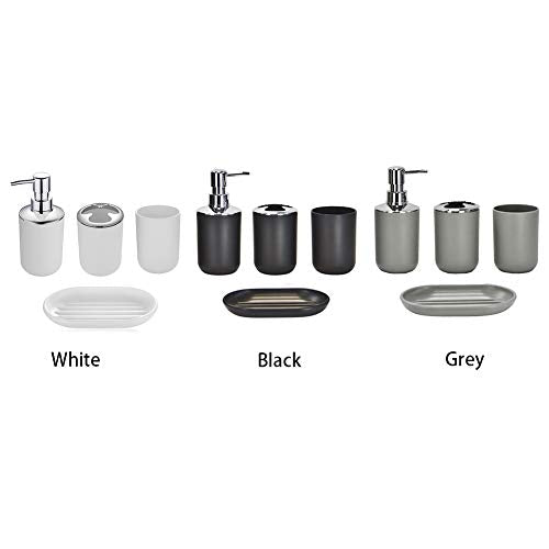 4pcs Bathroom Accessories Set, Toothbrush Holder Tooth Mug Soap Dish Liquid Bottle Bathroom Set Shower Countertop Vanity Organizer(Black) - color: Black