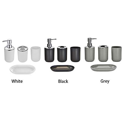 4pcs Bathroom Accessories Set, Toothbrush Holder Tooth Mug Soap Dish Liquid Bottle Bathroom Set Shower Countertop Vanity Organizer(Black) - color: Black
