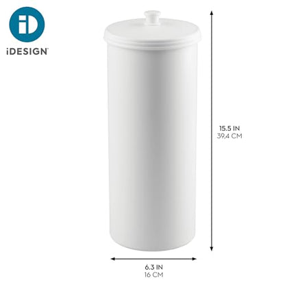 iDesign Freestanding Bathroom Toilet Paper Storage Holder, 2-Pack, White | With Lid, Holds 3 Extra Rolls - color: White, size: Pack of 2, style: Lid with Handle
